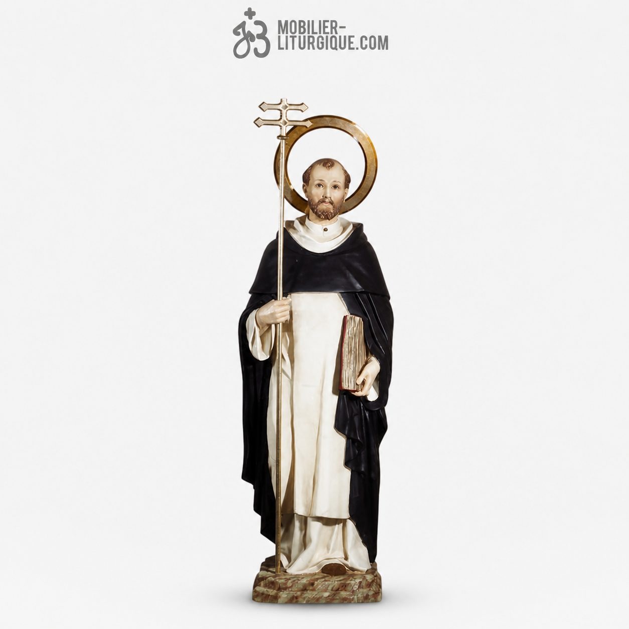 Statue Saint Dominique Polychrome Antique