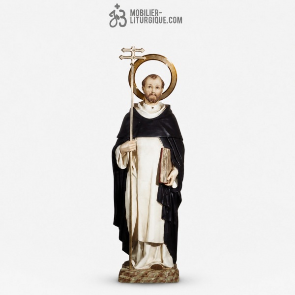 Statue Saint Dominique Polychrome Antique