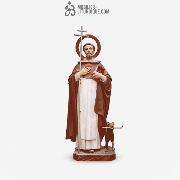 Statue Saint Dominique Polychrome Antique