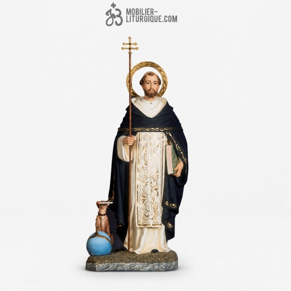 Statue Saint Dominique Polychrome Feuille d\'or D�cors Riche