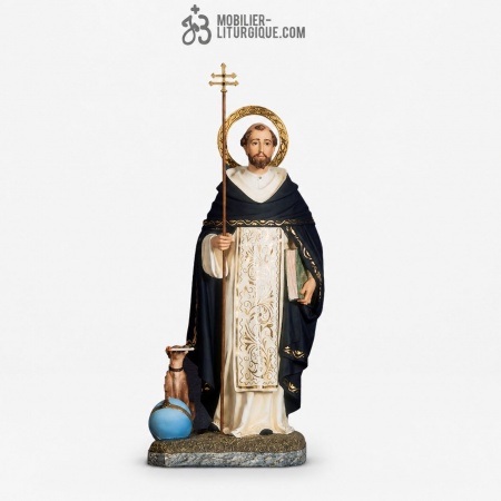 Statue Saint Dominique Polychrome Feuille d\'or D�cors Riche