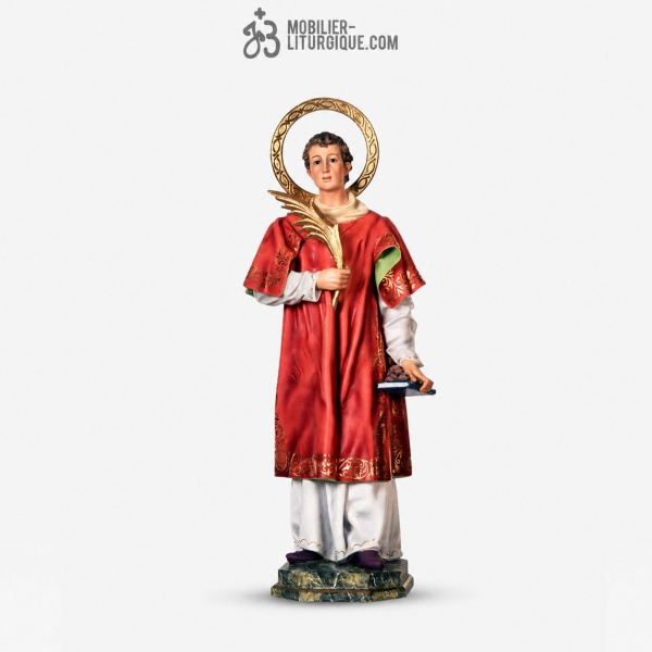 Statue Saint Etienne Polychrome Antique