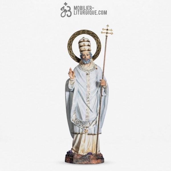 Statue Saint Fabien Polychrome Antique