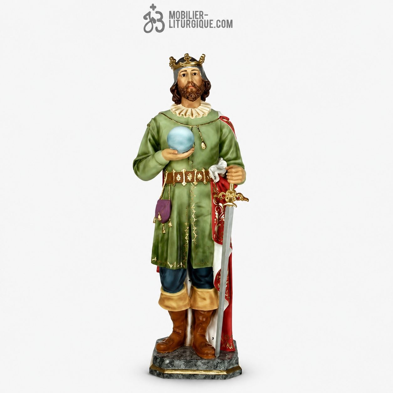Statue Saint Fernand Polychrome Antique