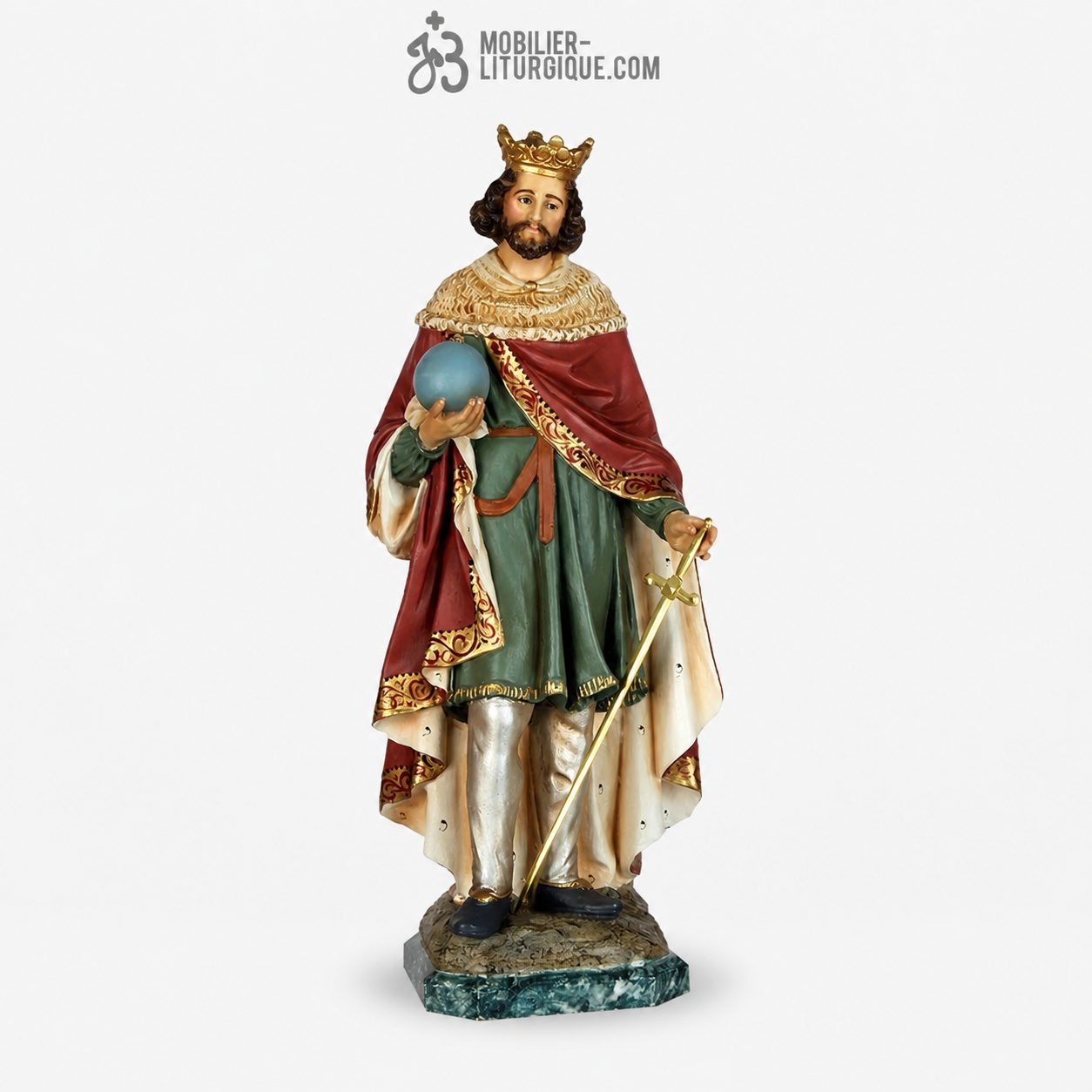 Statue Saint Fernand Polychrome Antique