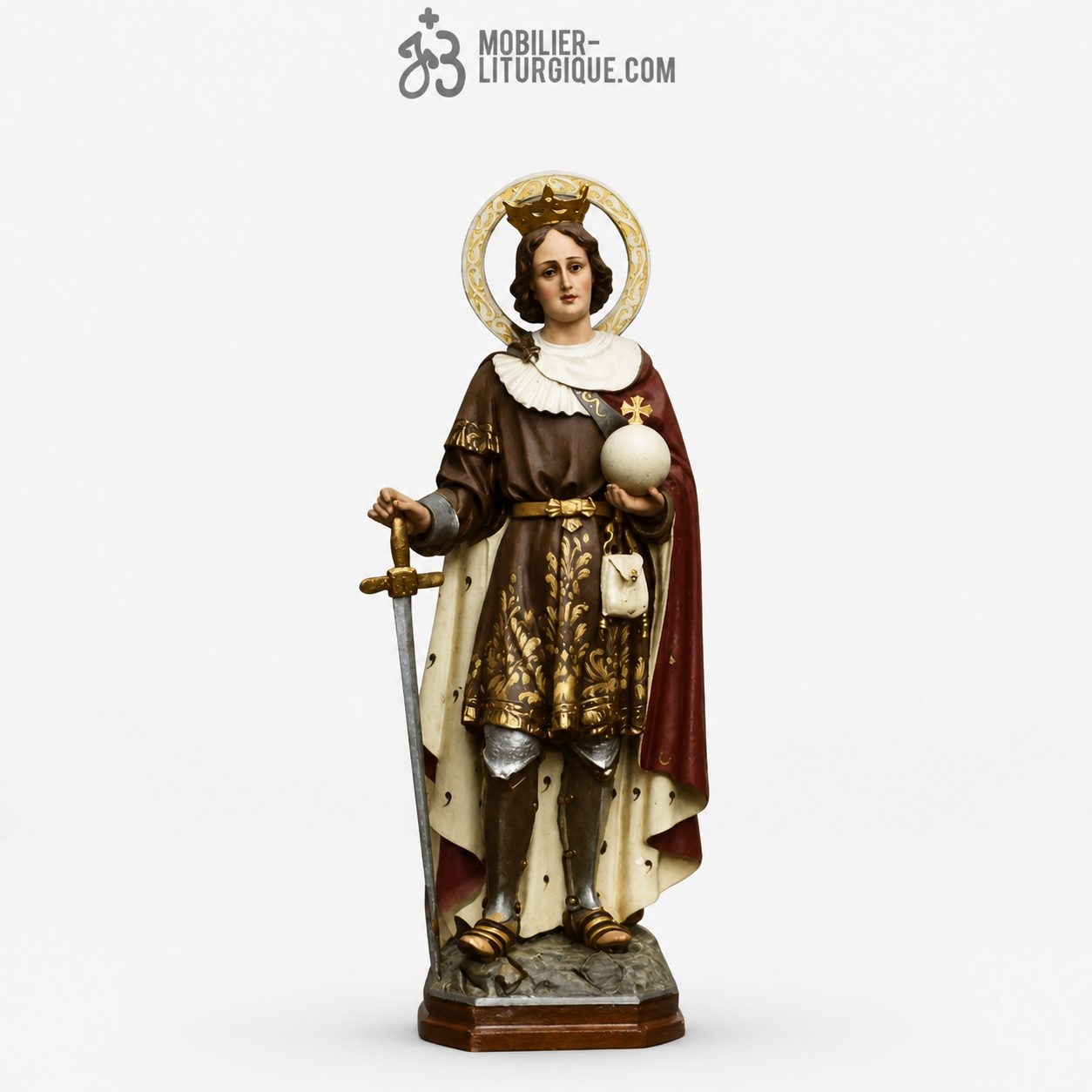 Statue Saint Fernand Polychrome Antique