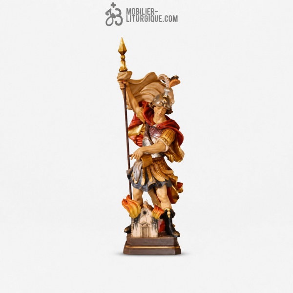 Statue Saint Florian en bois d�cor�