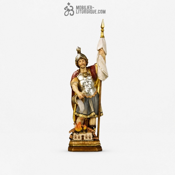 Statue Saint Florian en bois d�cor�
