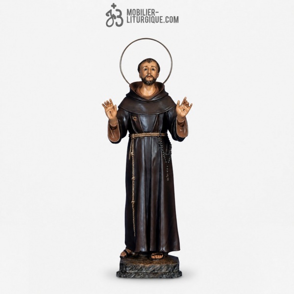 Statue Saint Fran�ois d\'Assise Polychrome Antique