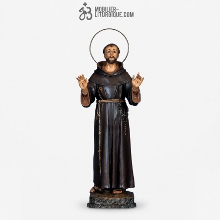Statue Saint Fran�ois d\'Assise Polychrome Antique