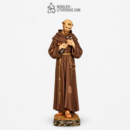 Statue Saint Fran&ccedil;ois d\'Assise Polychrome Antique