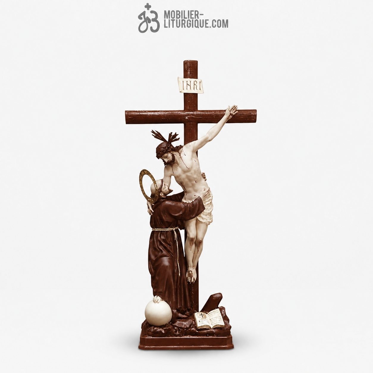Statue Saint Fran&ccedil;ois d\'Assise Polychrome Antique
