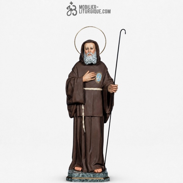 Statue Saint Fran�ois de Paule Polychrome Antique