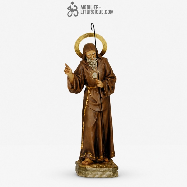 Statue Saint Fran�ois de Paule Polychrome Antique