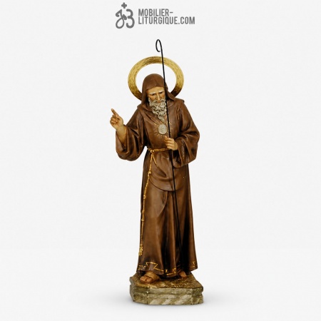 Statue Saint Fran&ccedil;ois de Paule Polychrome Antique