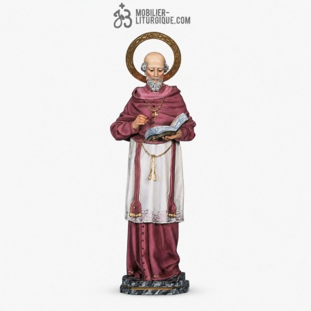 Statue Saint Fran�ois de Sales Polychrome Antique