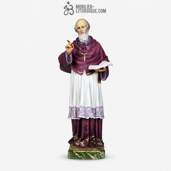 Statue Saint Fran�ois de Sales Polychrome Antique