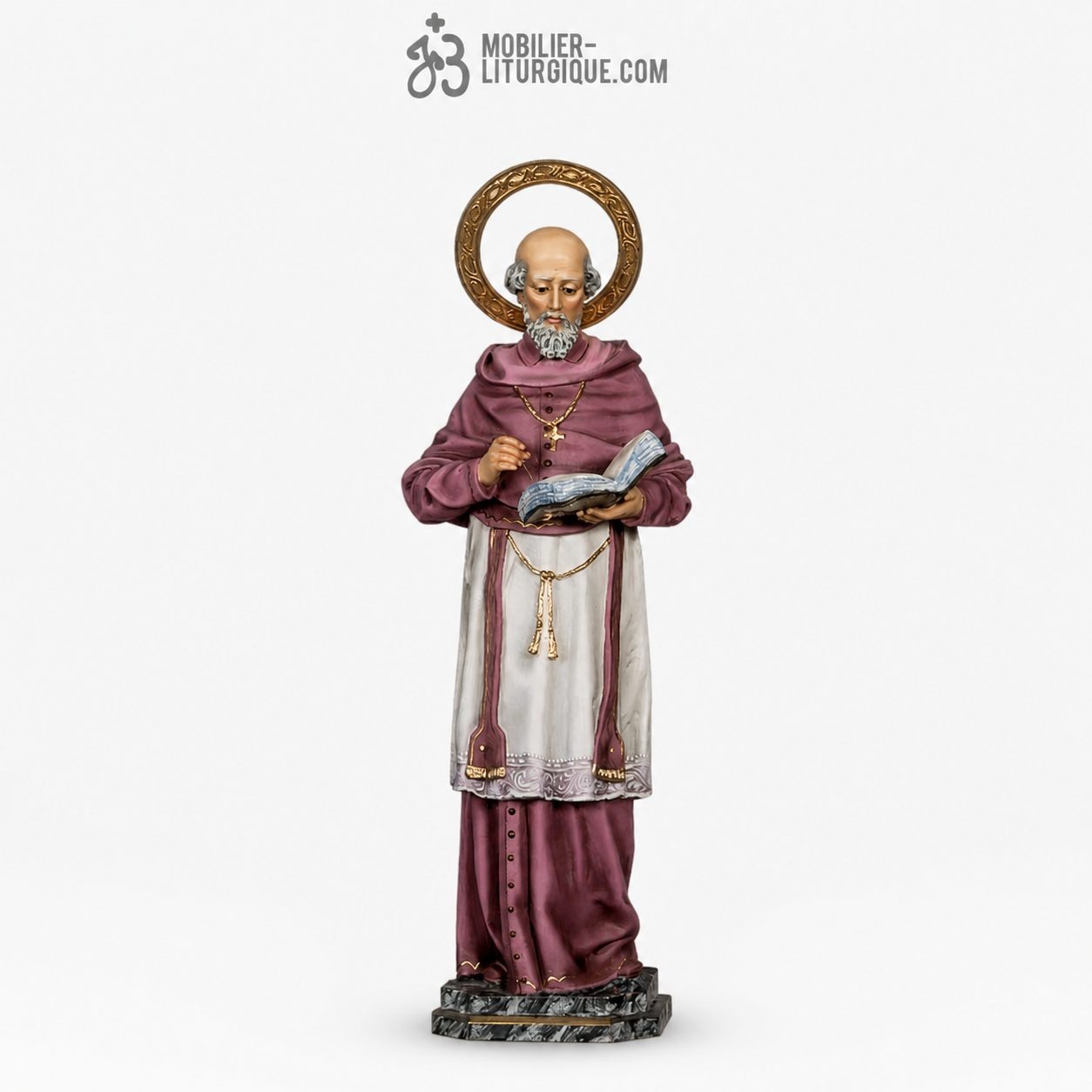 Statue Saint Fran&ccedil;ois de Sales Polychrome