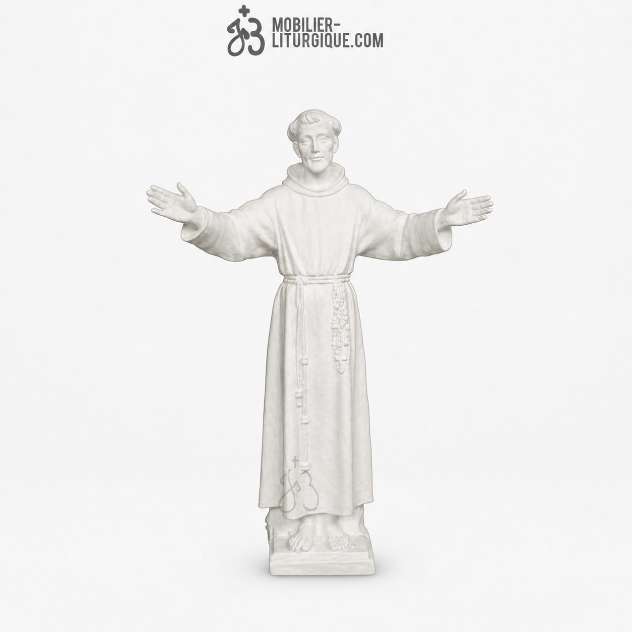 Statue Saint Fran&ccedil;ois en marbre blanc, 100 cm