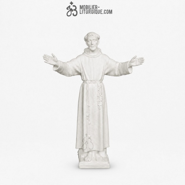 Statue Saint Fran�ois en marbre blanc, 100 cm