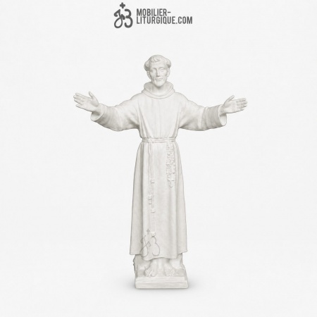 Statue Saint Fran&ccedil;ois en marbre blanc, 100 cm