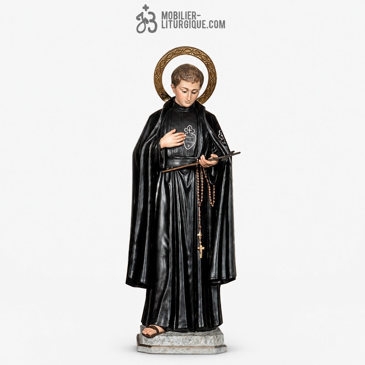 Statue Saint Gabriel de la Douleur Polychrome Antique