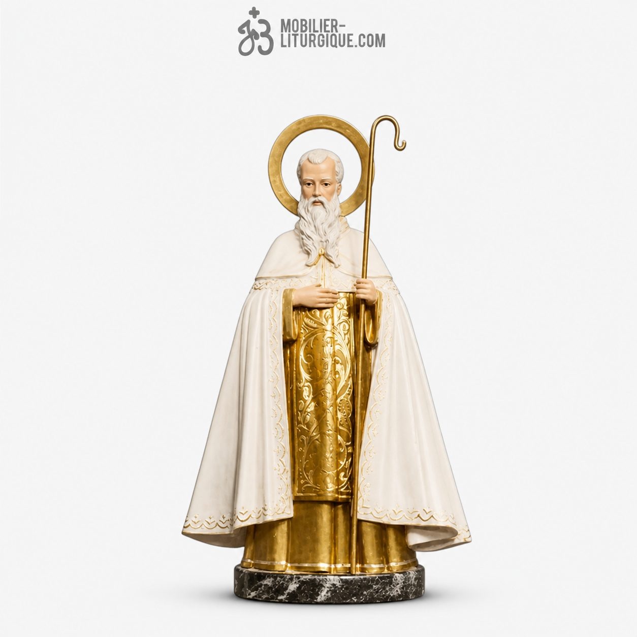 Statue Saint Hilaire Polychrome Antique