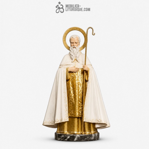 Statue Saint Hilaire Polychrome Antique