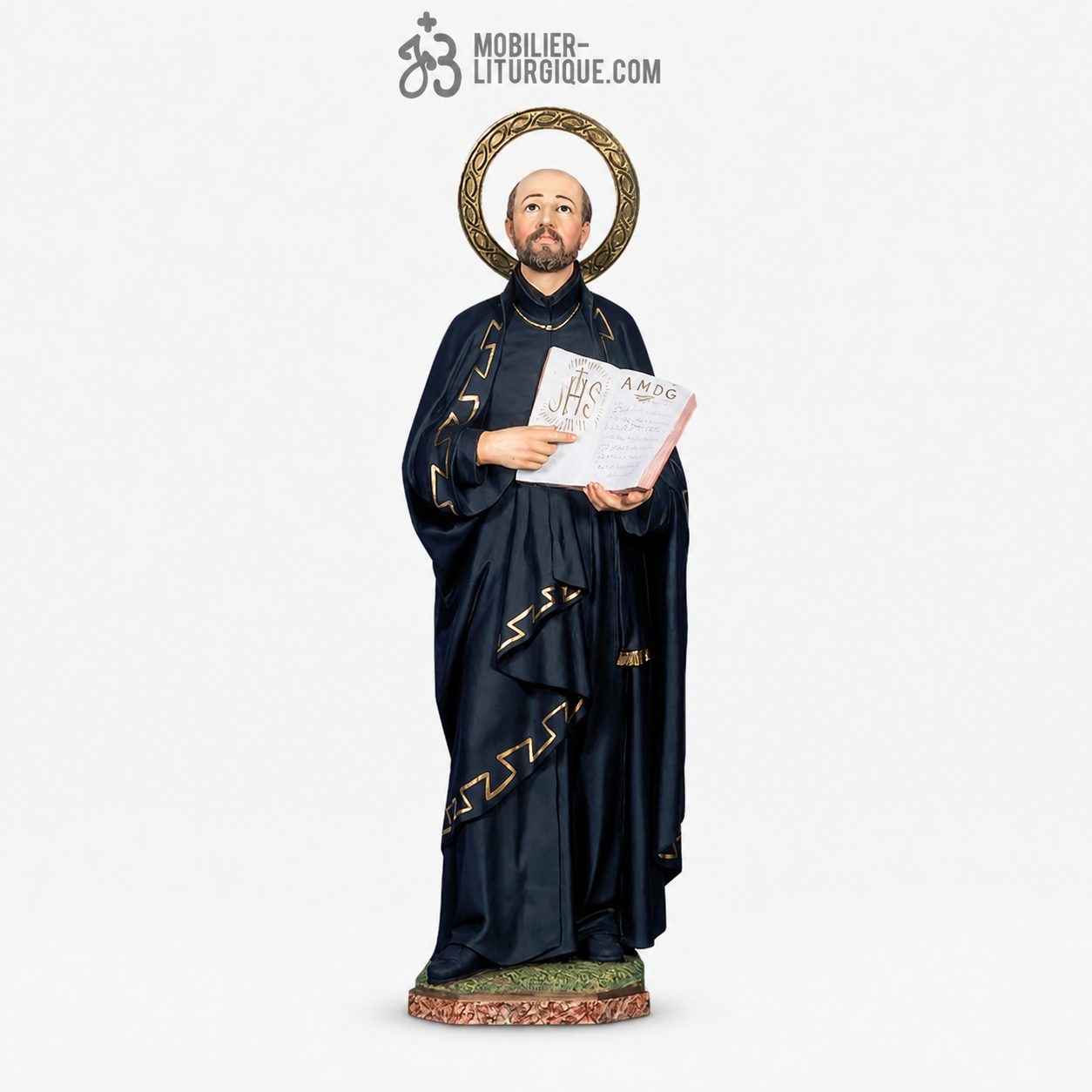 Statue Saint Ignace de Loyola Polychrome Antique
