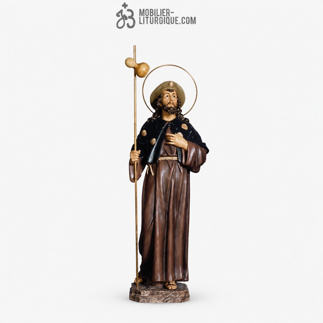 Statue Saint Jacques Polychrome Antique