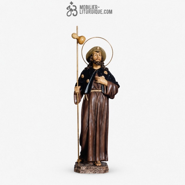Statue Saint Jacques Polychrome Antique