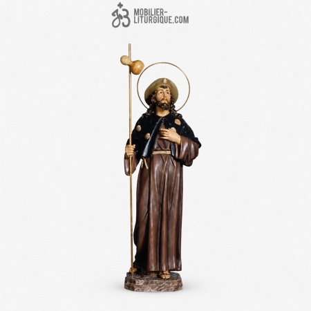 Statue Saint Jacques Polychrome Antique