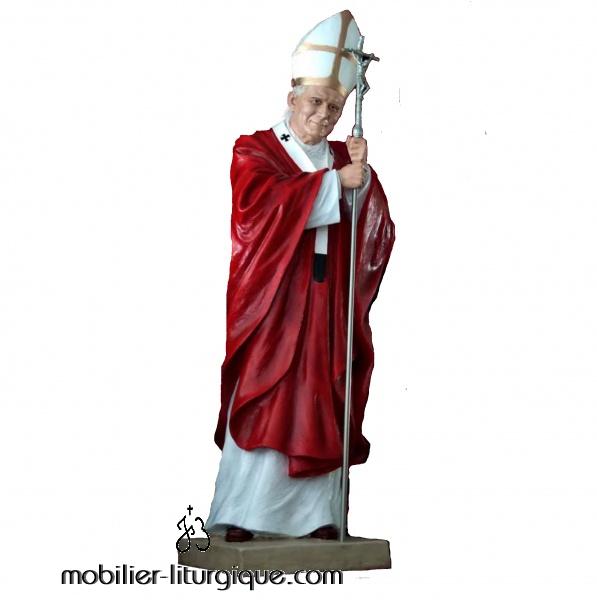 Statue Saint Jean Paul II  chasuble rouge 140-165cm