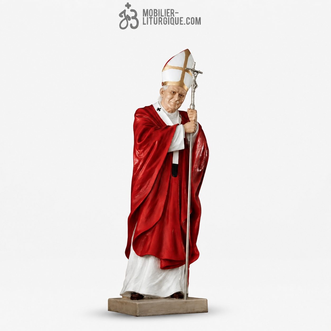 Statue Saint Jean Paul II  chasuble rouge 140-165cm