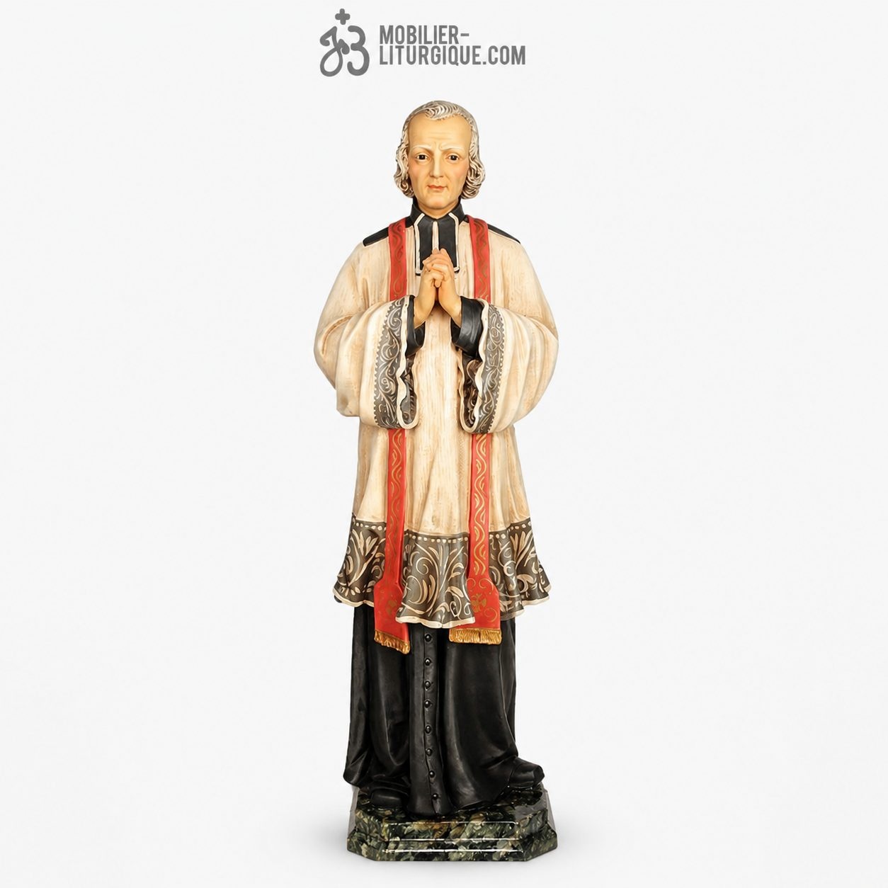Statue Saint Jean Vianney Polychrome Antique