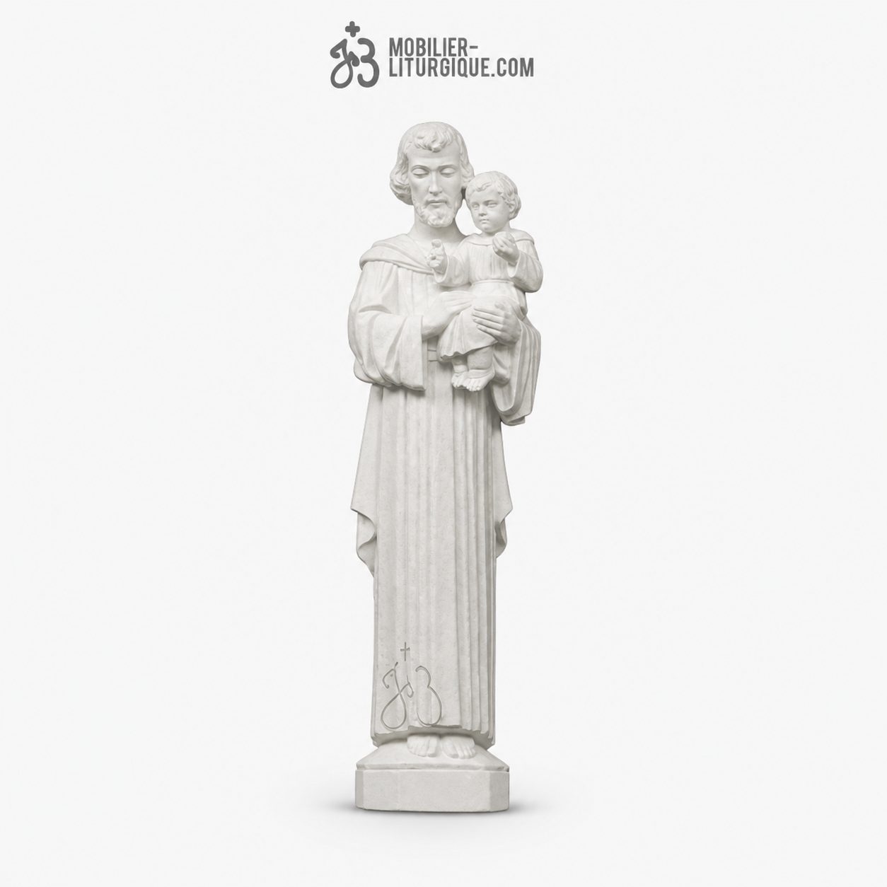 Statue Saint Joseph avec l\'Enfant ,en marbre reconstitu&eacute;,