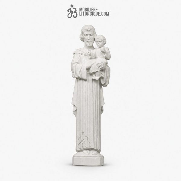 Statue Saint Joseph avec l\'Enfant ,en marbre reconstitu�,