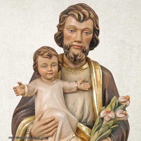 Statue Saint Joseph et l'Enfant Jésus en bois