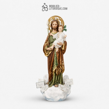 Statue Saint Joseph Polychrome Antique
