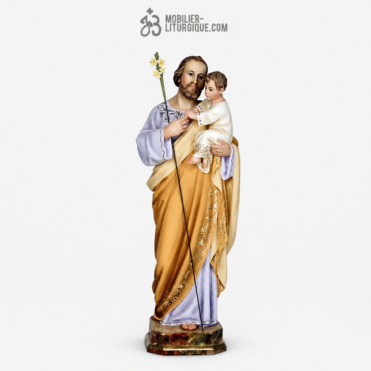 Statue Saint Joseph Polychrome Antique