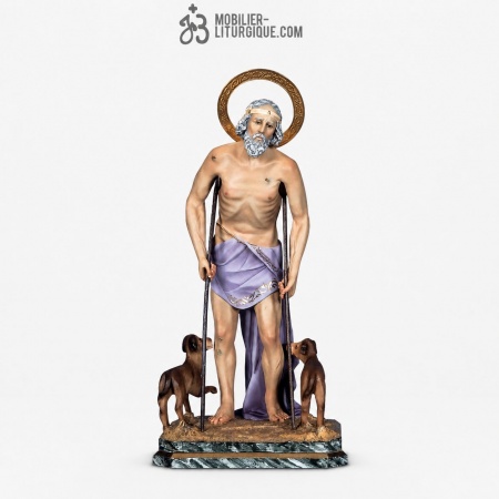Statue Saint Lazard Polychrome Antique
