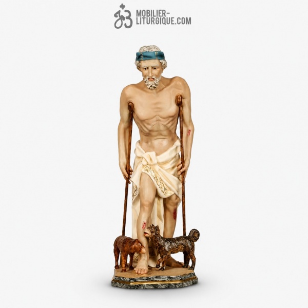 Statue Saint Lazard Polychrome Antique