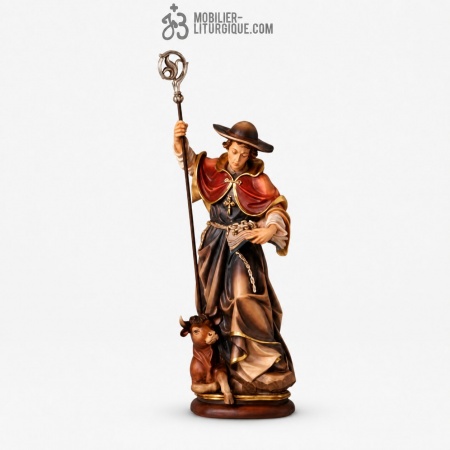Statue Saint L&eacute;onard en bois d&eacute;cor&eacute;