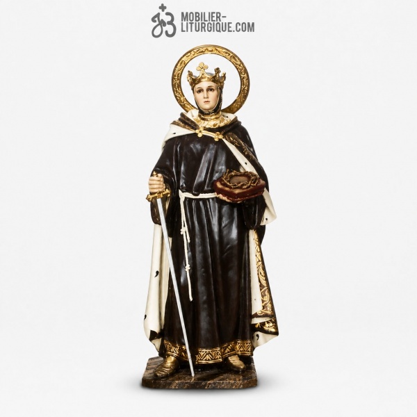 Statue Saint Louis, Roi de France Polychrome Antique