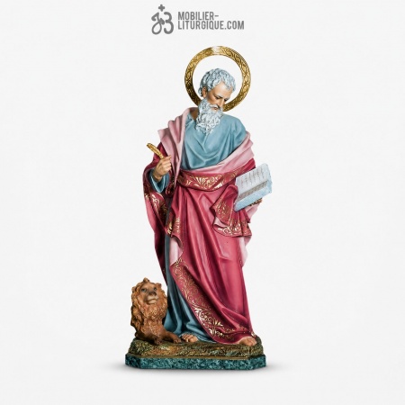 Statue Saint Marc Polychrome Feuille d\'or D�cors Riche
