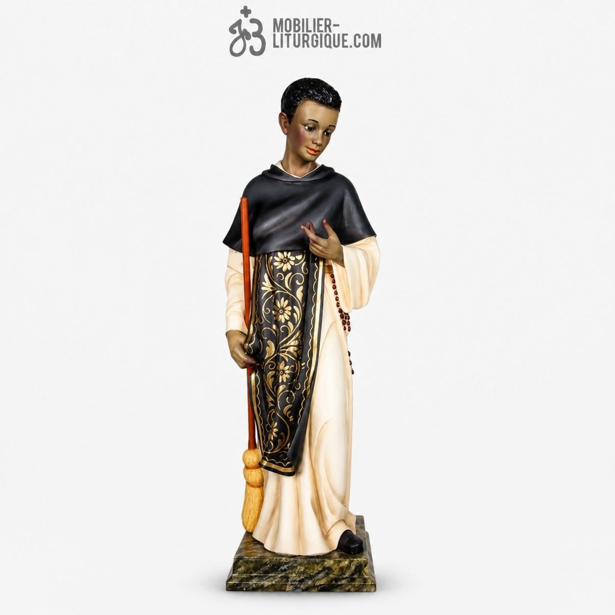 Statue Saint Martin de Porr&egrave;s Polychrome Antique