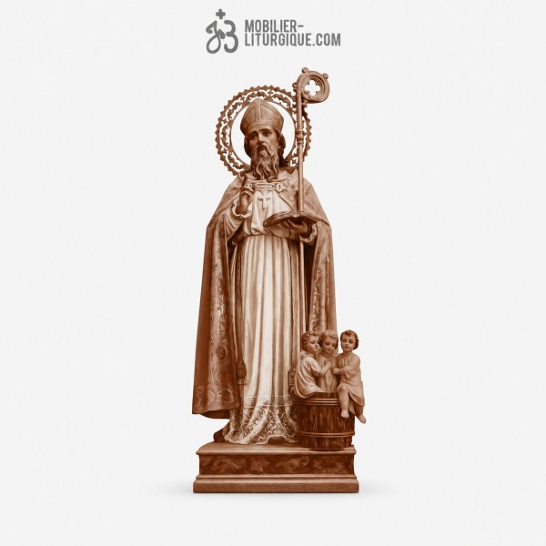 Statue Saint Nicolas Polychrome Antique