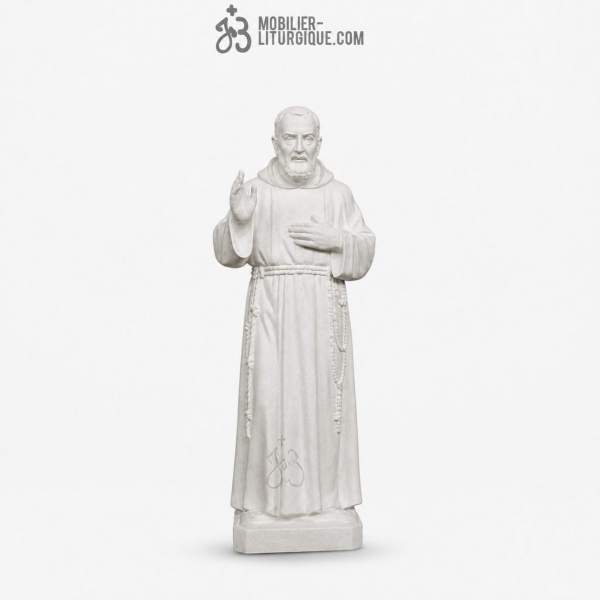 Statue Saint Padre Pio en marbre blanc 110 cm
