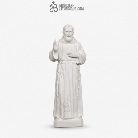 Statue Saint Padre Pio en marbre blanc 110 cm