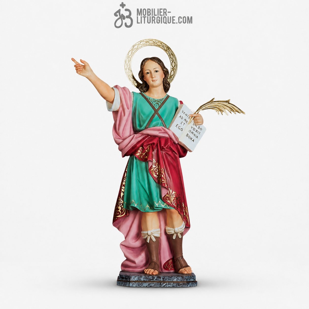 Statue Saint Pancrace Polychrome Antique
